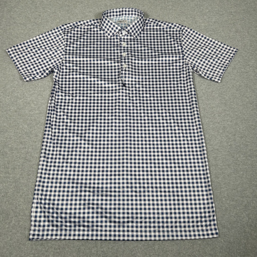Collars & Co Dress Collar Polo Shirt Mens M Tall Gingham Check Business NEW NWOT - Picture 2 of 7